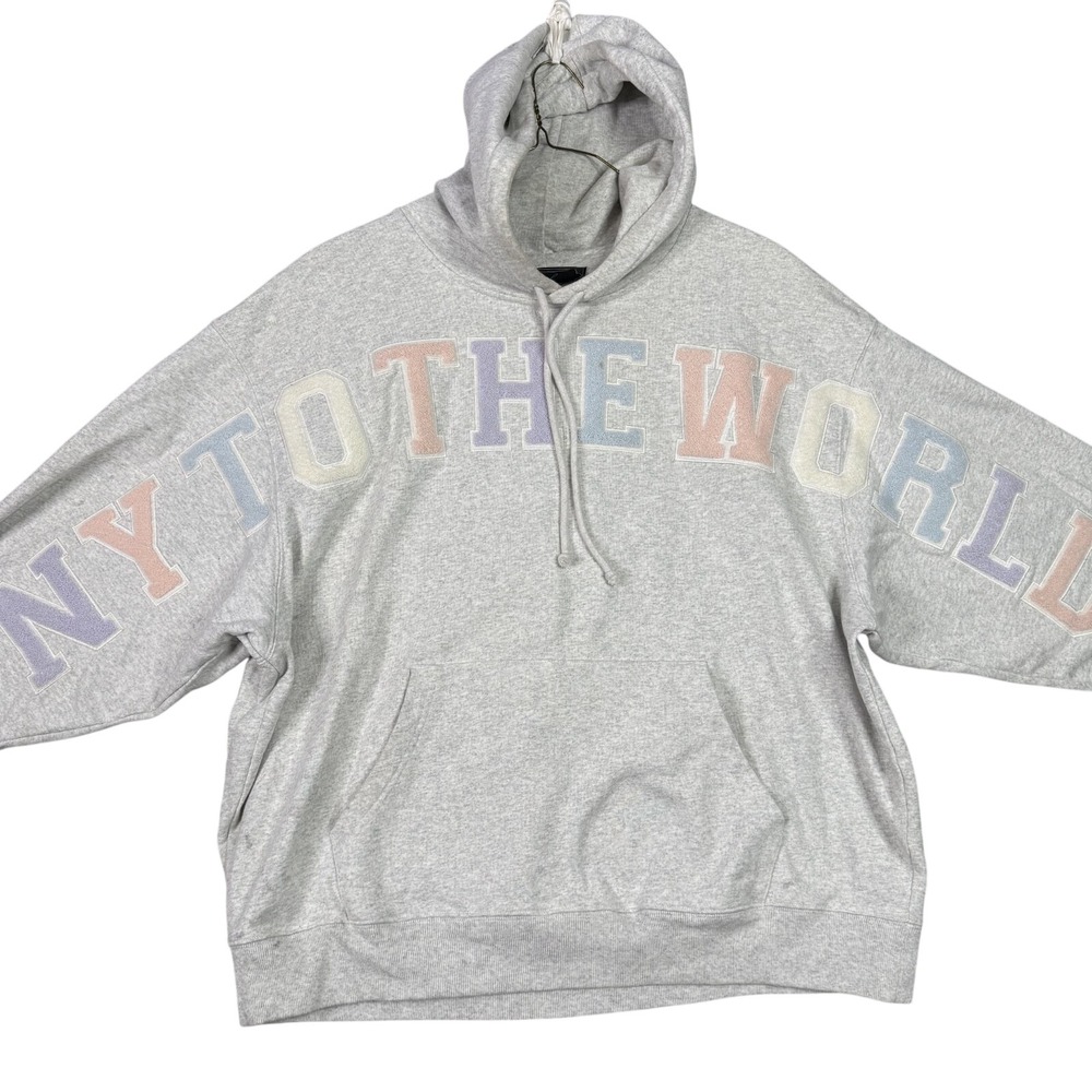 Kith "NY TO THE WORLD" Hoodie Gray XL – Pastel Chenille Letters, Rare